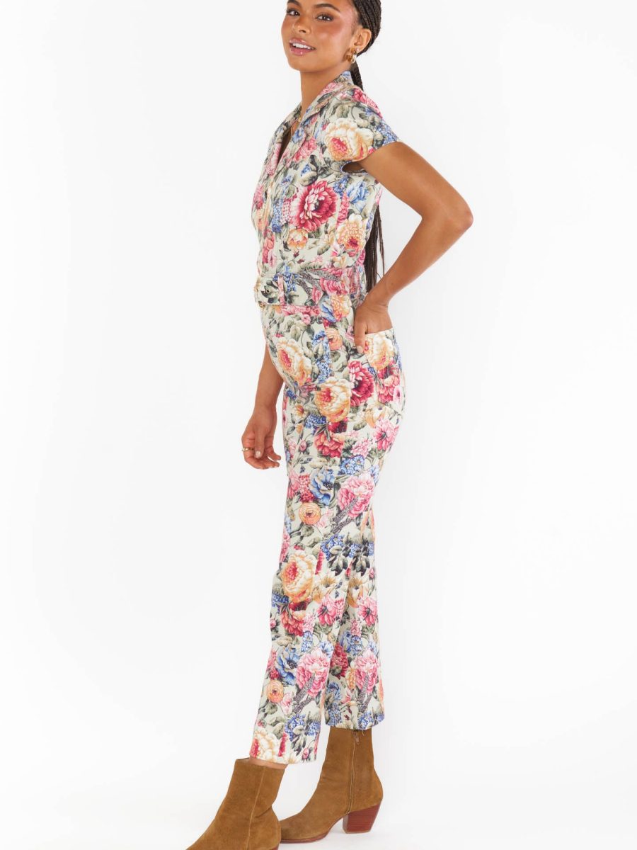 Jacksonville Short Sleeve Cropped Jumpsuit ~ Sage Dusty Meadows Denim