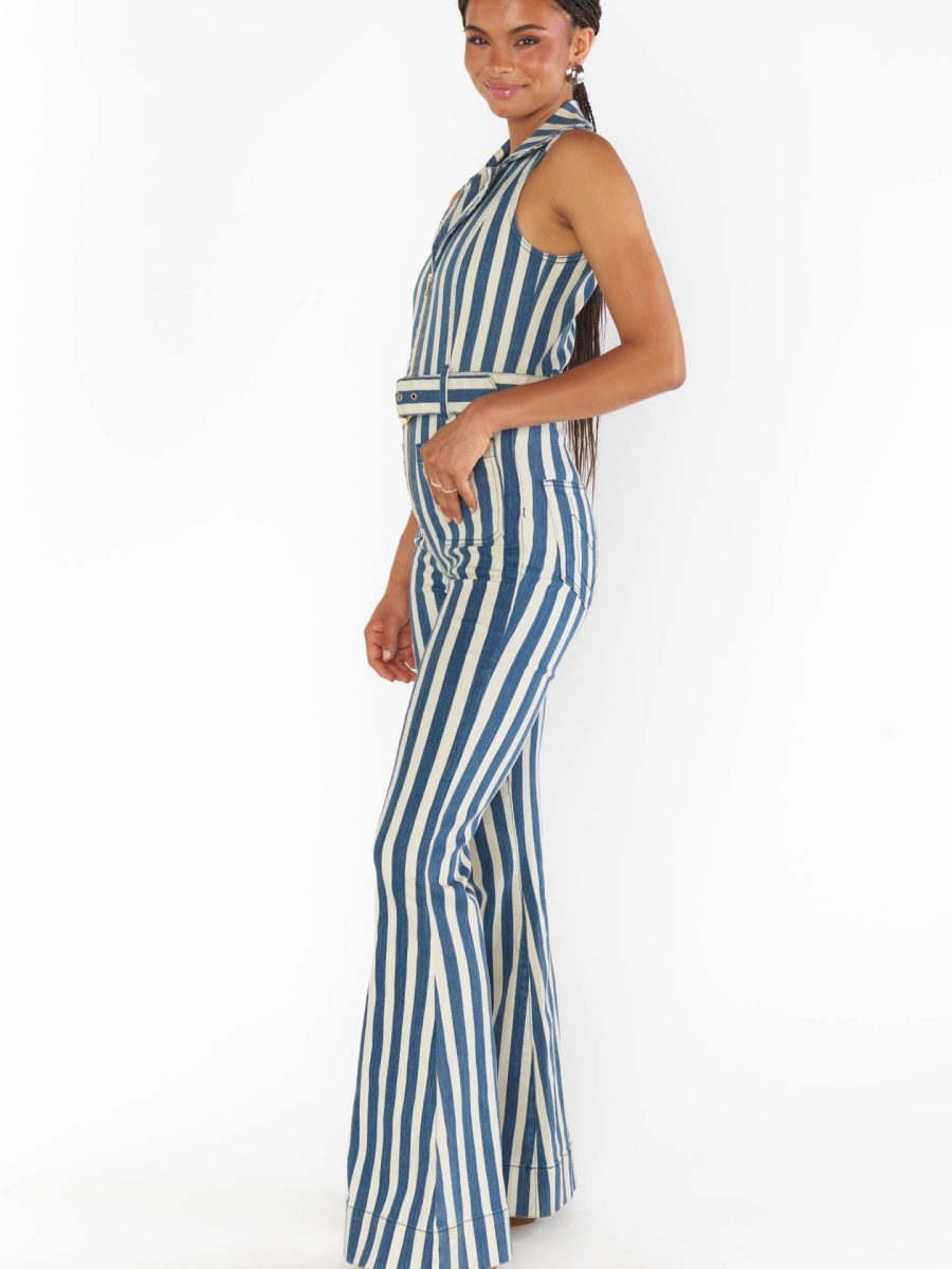 Jacksonville Jumpsuit ~ Sand N Sea Stripe Denim