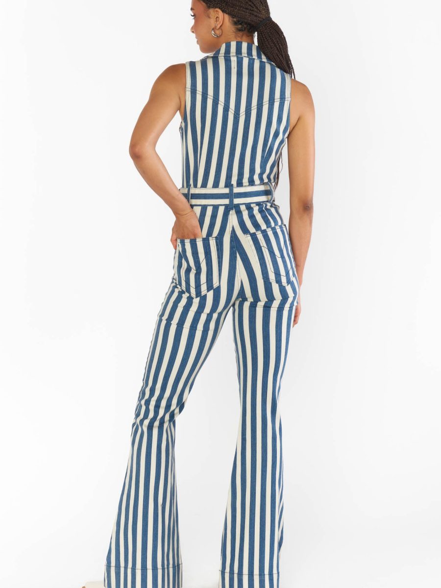 Jacksonville Jumpsuit ~ Sand N Sea Stripe Denim