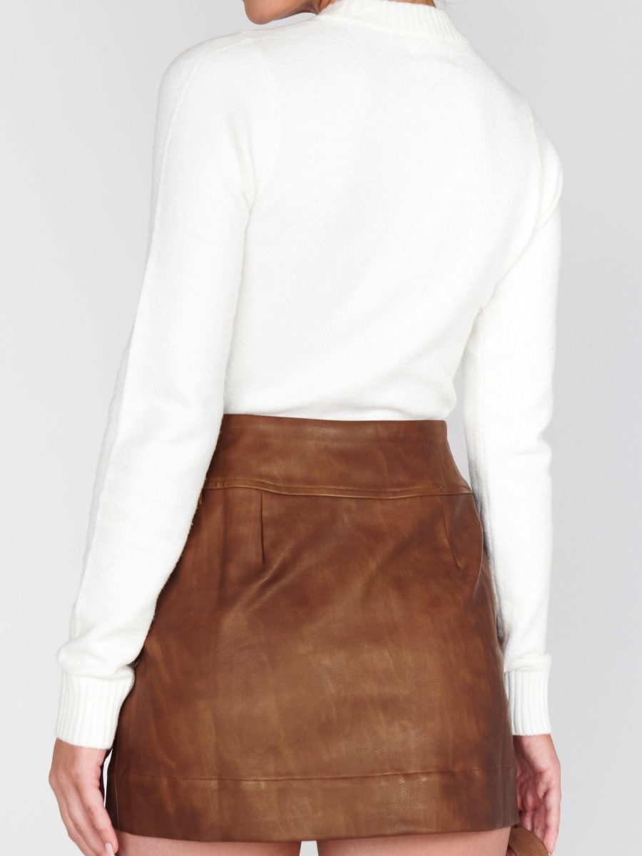 Maverick Mini Skirt ~ Chestnut Brown Faux Leather