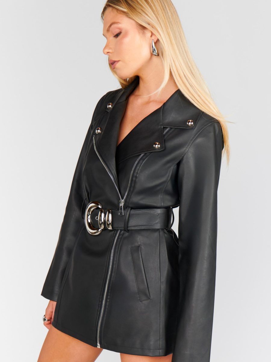Stapleton Mini Dress ~ Caviar Faux Leather