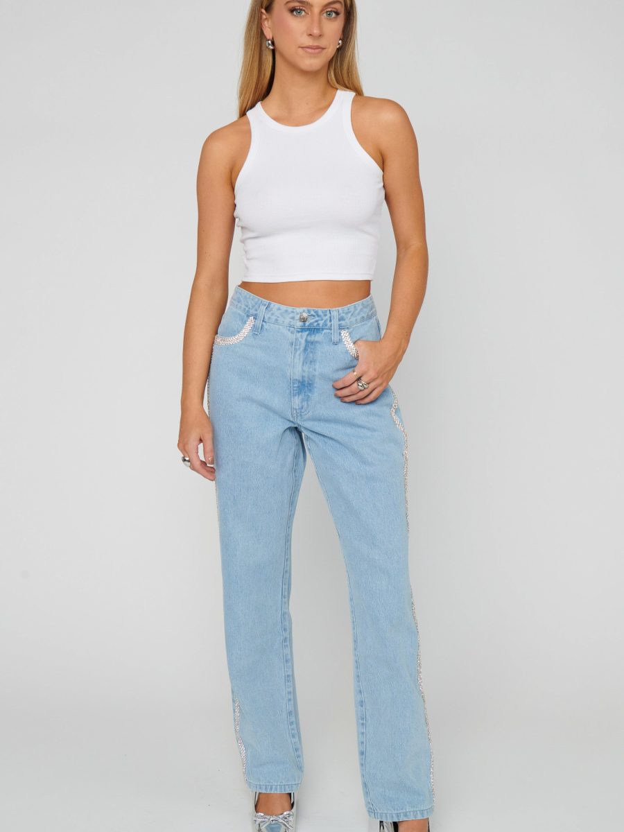 Icon Jeans ~ Indigo with Rhinestone Trim