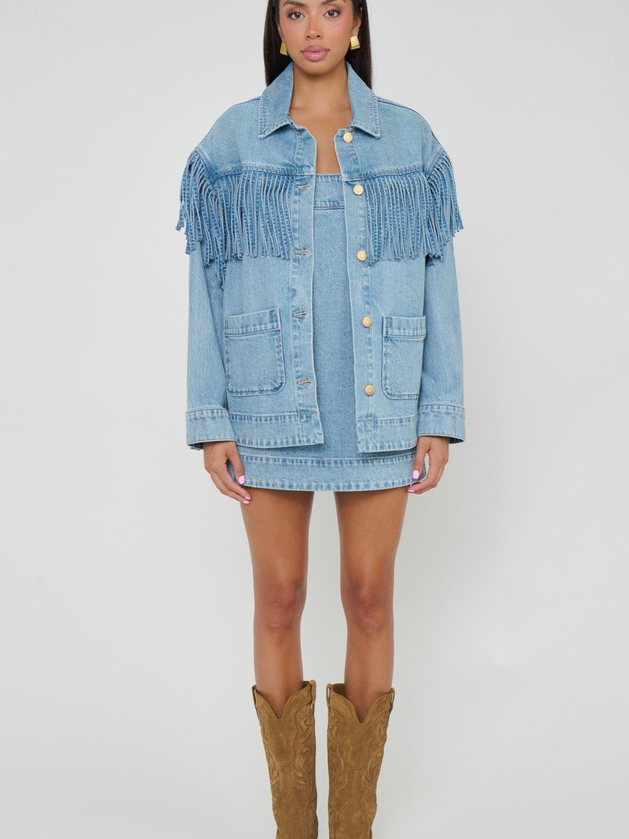 Ojai Fringe Jacket ~ Jet Stream Blue