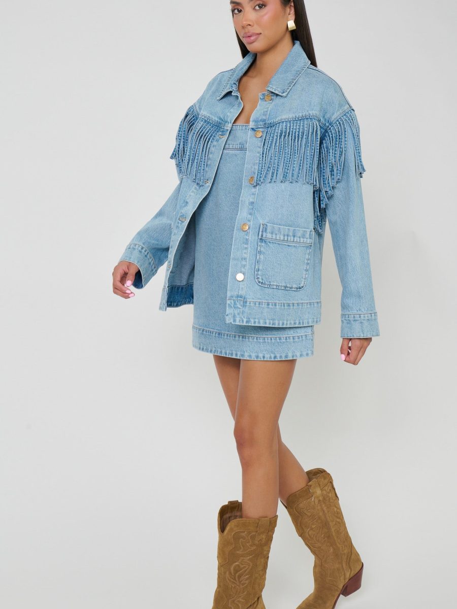 Ojai Fringe Jacket ~ Jet Stream Blue