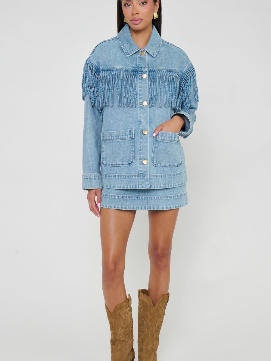 Ojai Fringe Jacket ~ Jet Stream Blue