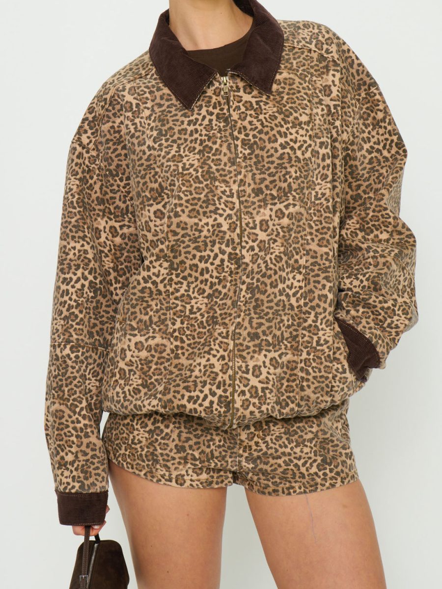 Carter Bomber Jacket ~ Mod Leopard Denim