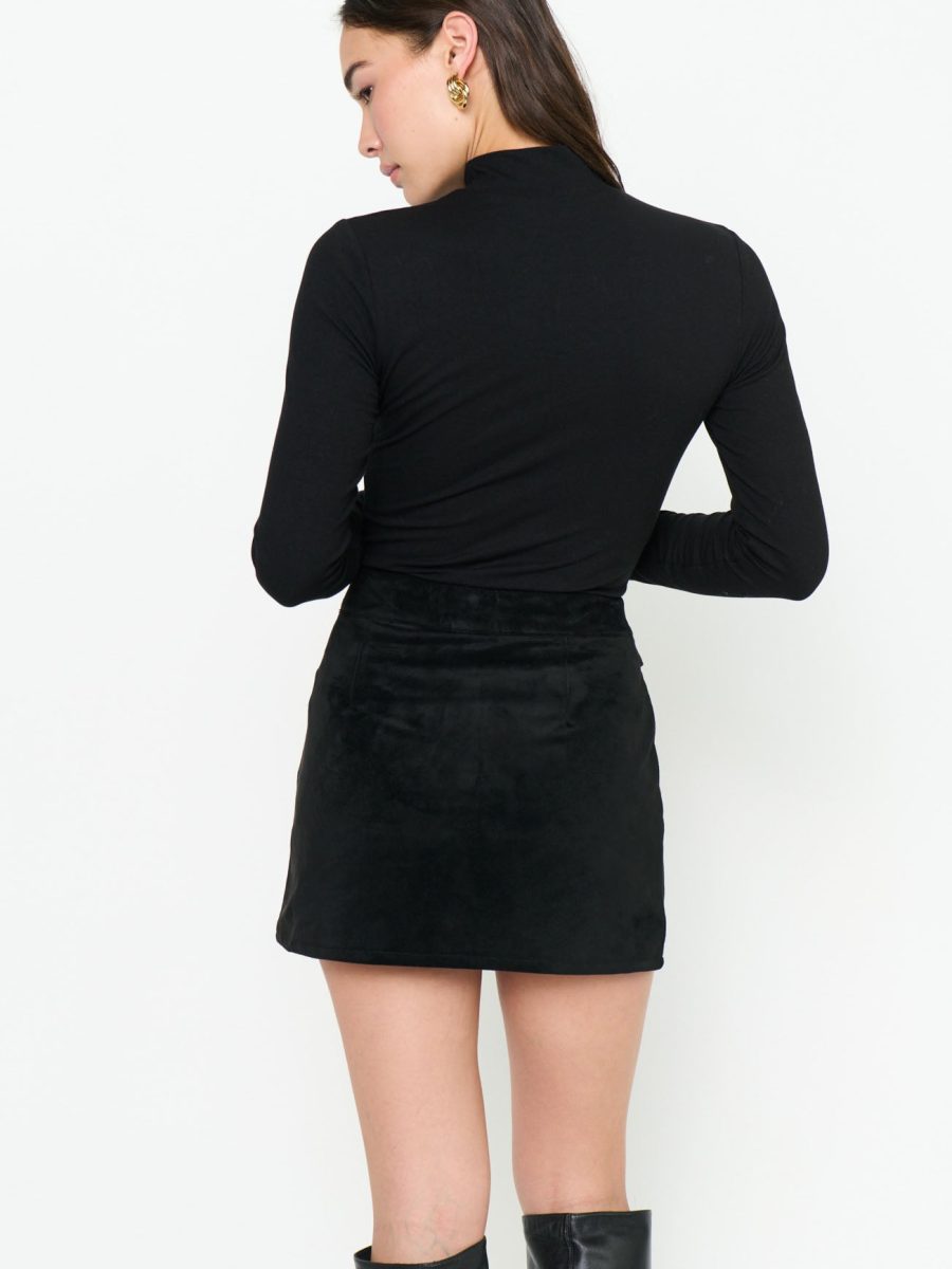 Maverick Mini Skirt ~ Black Faux Suede