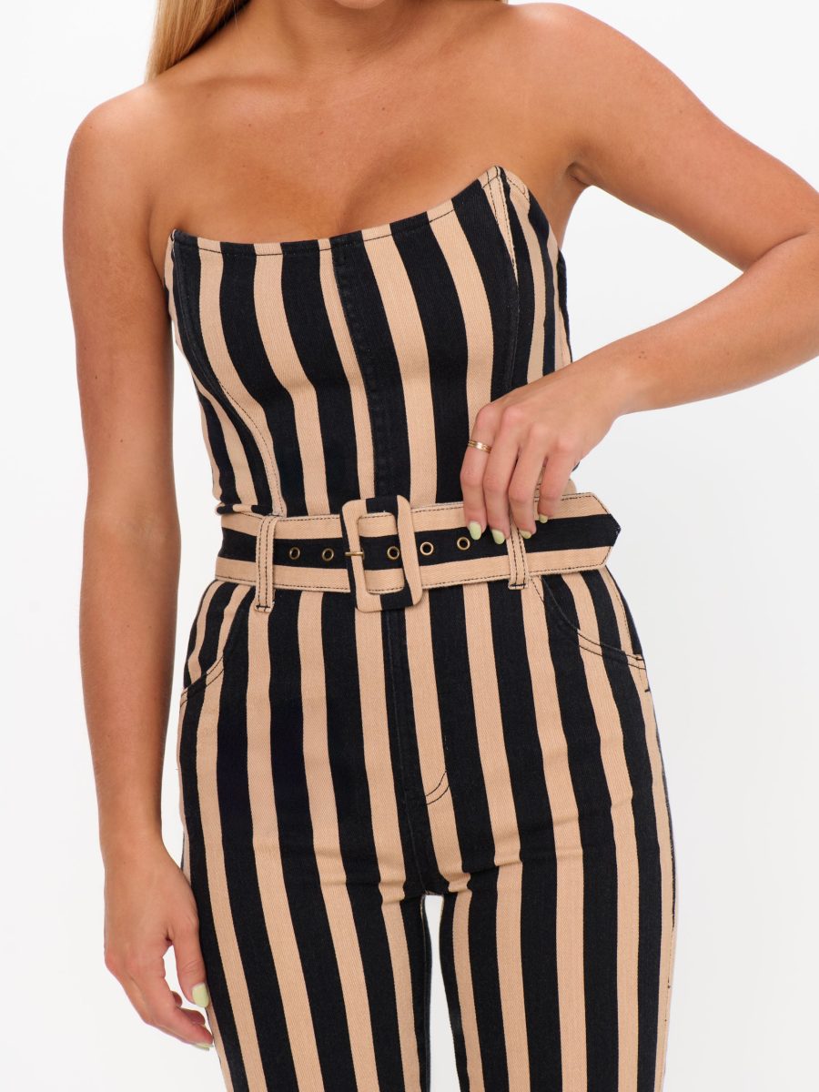 Santa Fe Jumpsuit ~ Sepia Stripe Denim