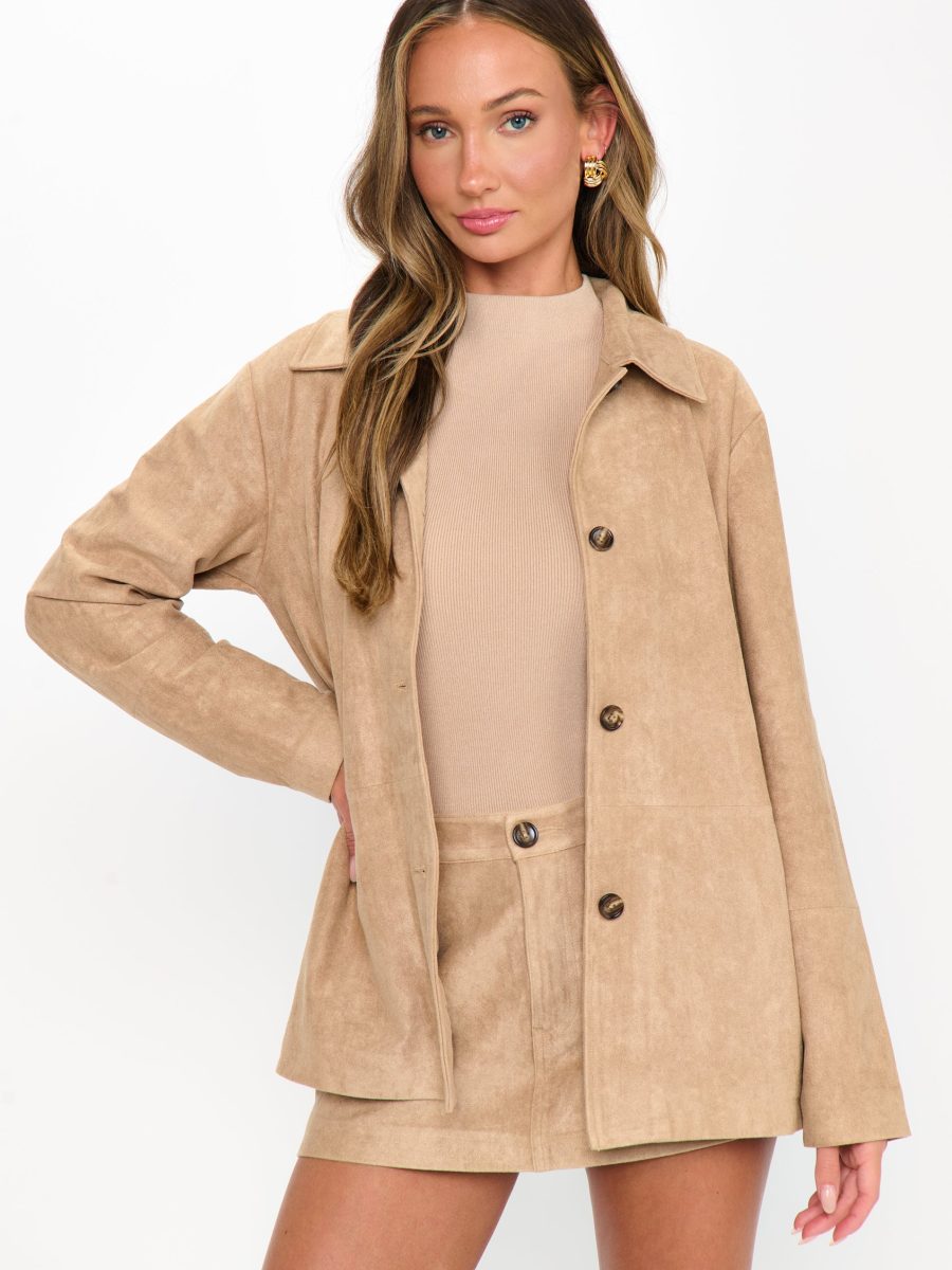 Vancouver Jacket ~ Beige Faux Suede