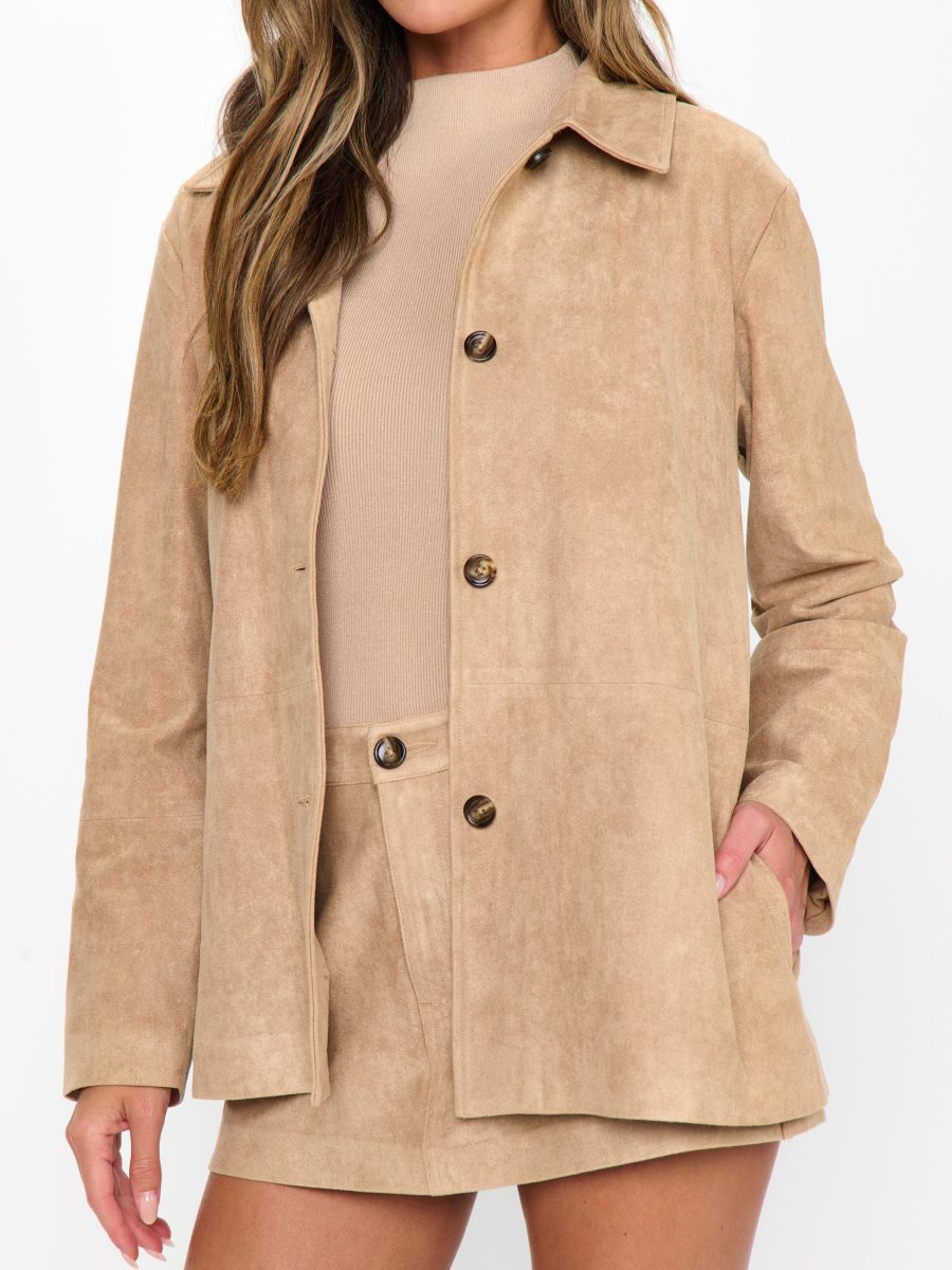 Vancouver Jacket ~ Beige Faux Suede