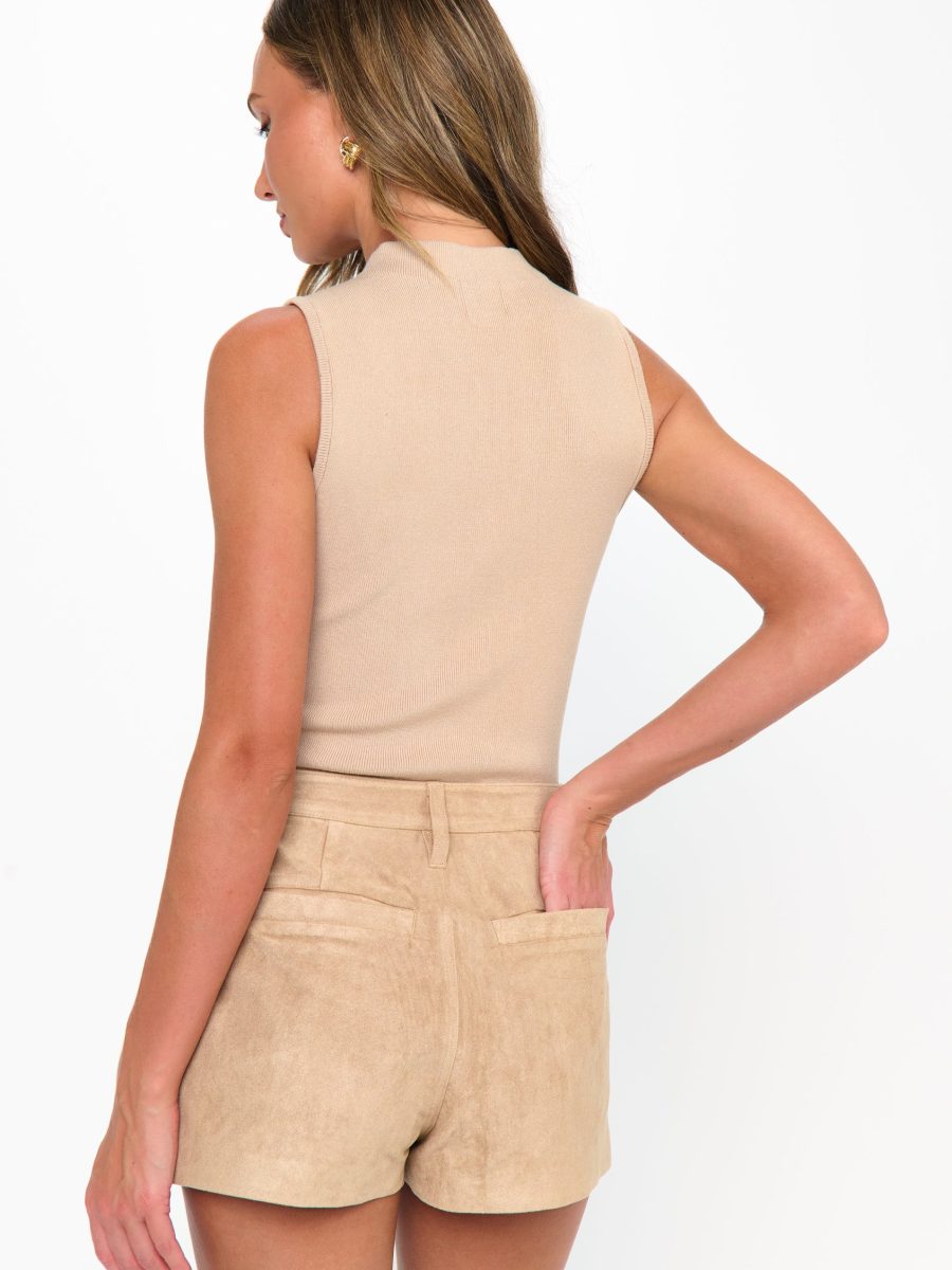 Vancouver Skort ~ Beige Faux Suede
