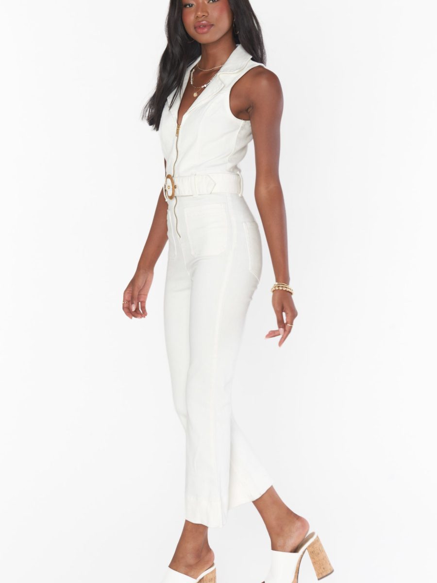 Jacksonville Cropped Jumpsuit ~ Pearly White