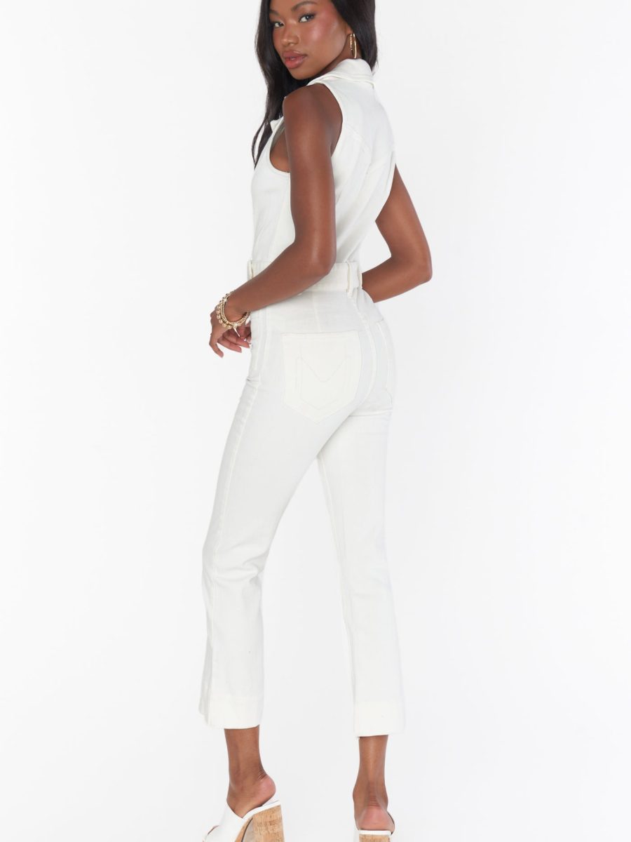 Jacksonville Cropped Jumpsuit ~ Pearly White