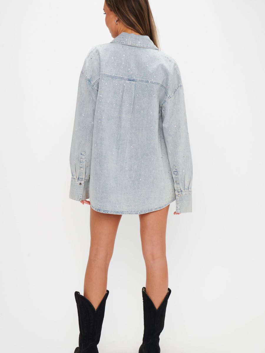 Lincoln Shirt Jacket ~ Embellished Light Indigo