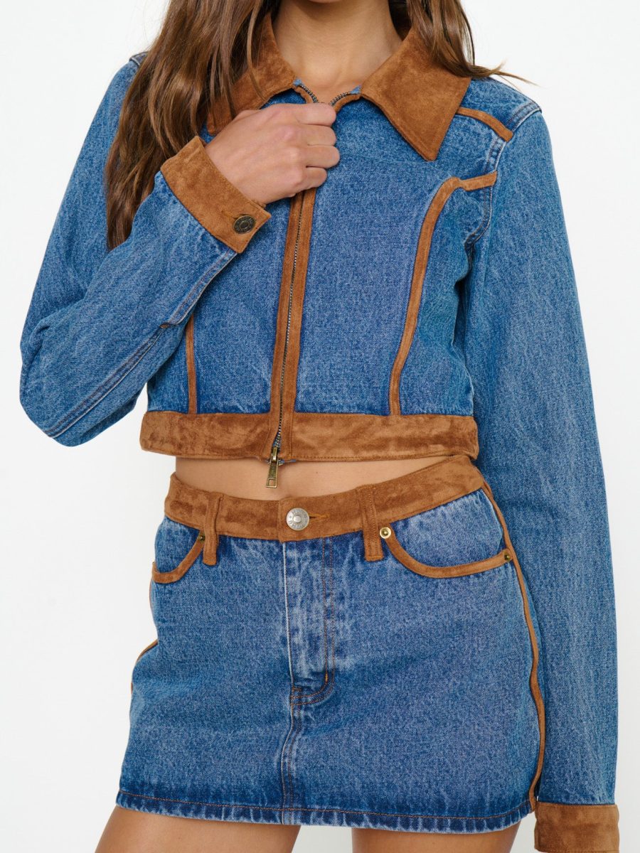 Dawson Skort ~ Indigo with Faux Suede