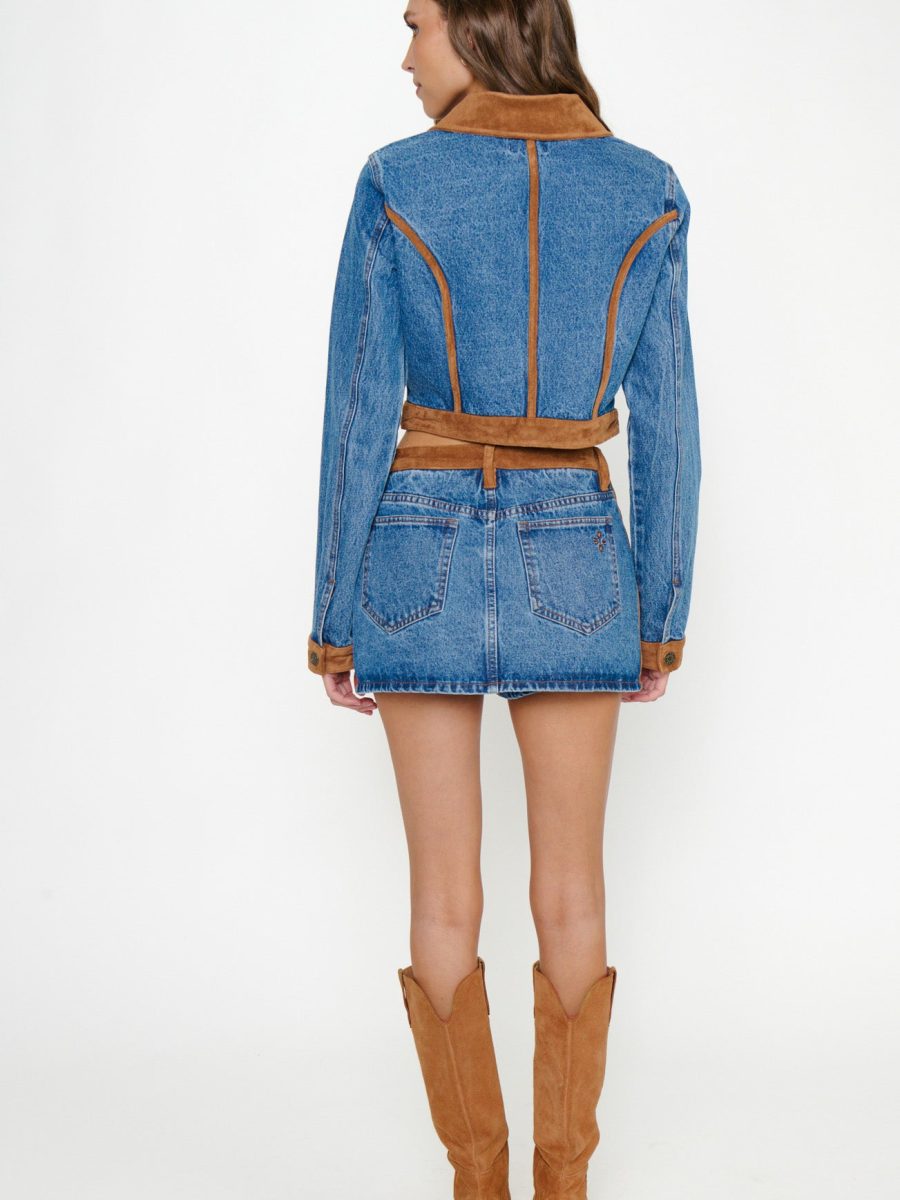 Dawson Skort ~ Indigo with Faux Suede