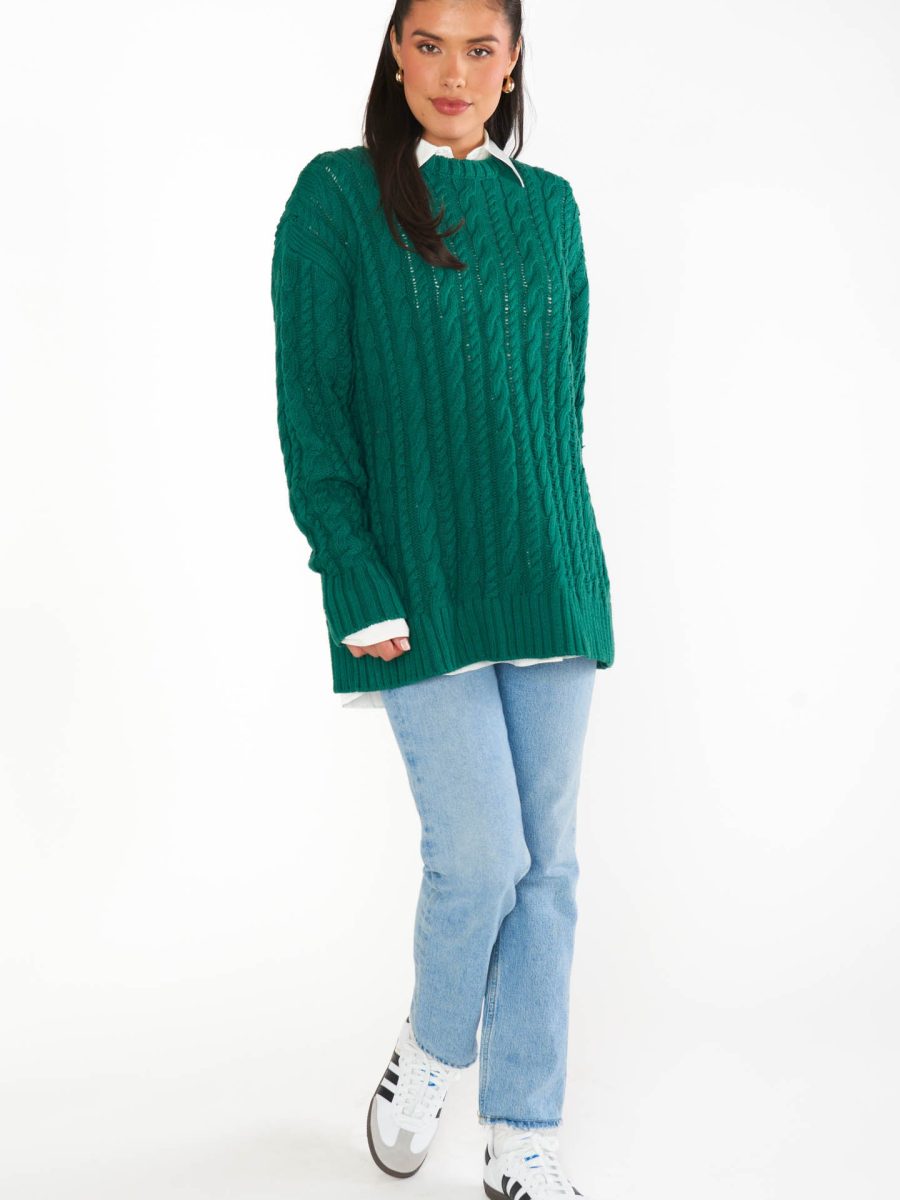 Day to Day Tunic Sweater ~ Emerald Cable Knit