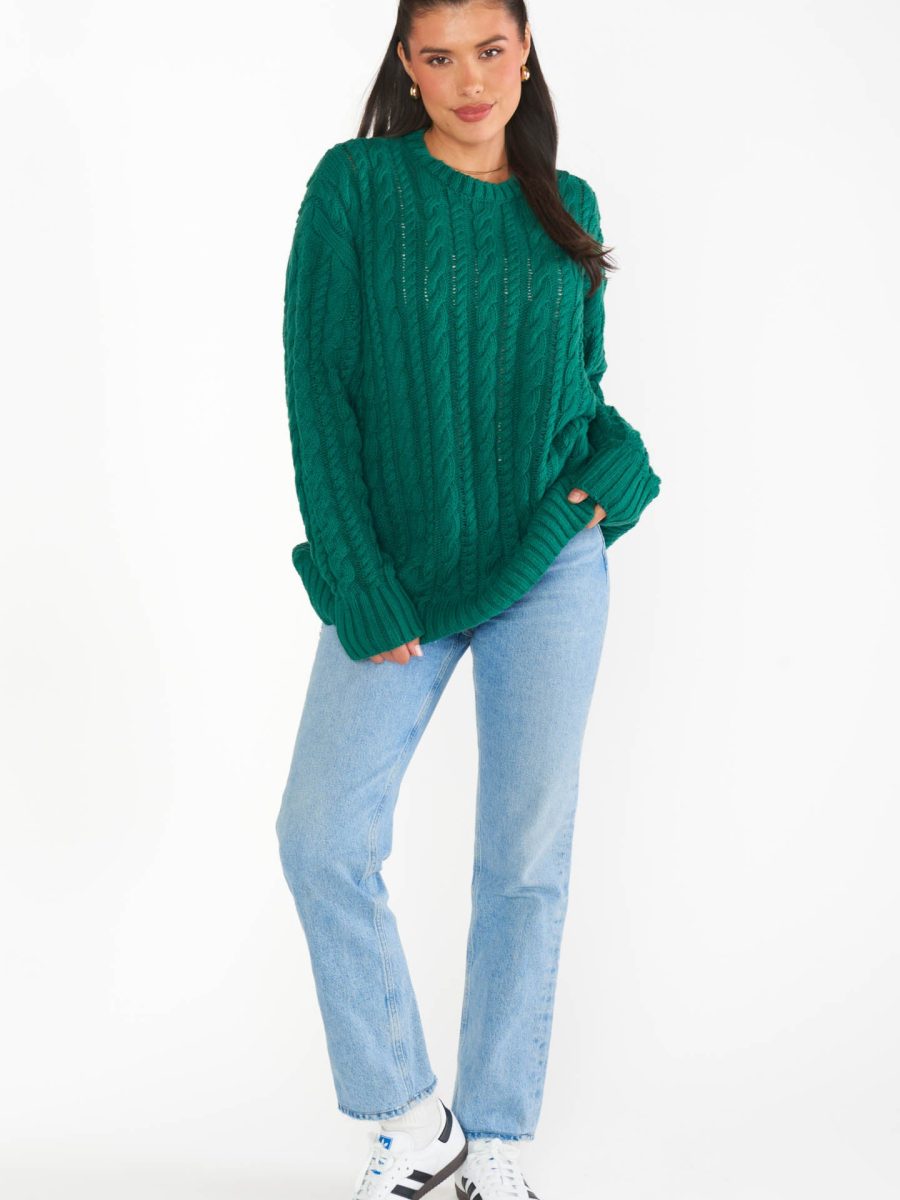 Day to Day Tunic Sweater ~ Emerald Cable Knit