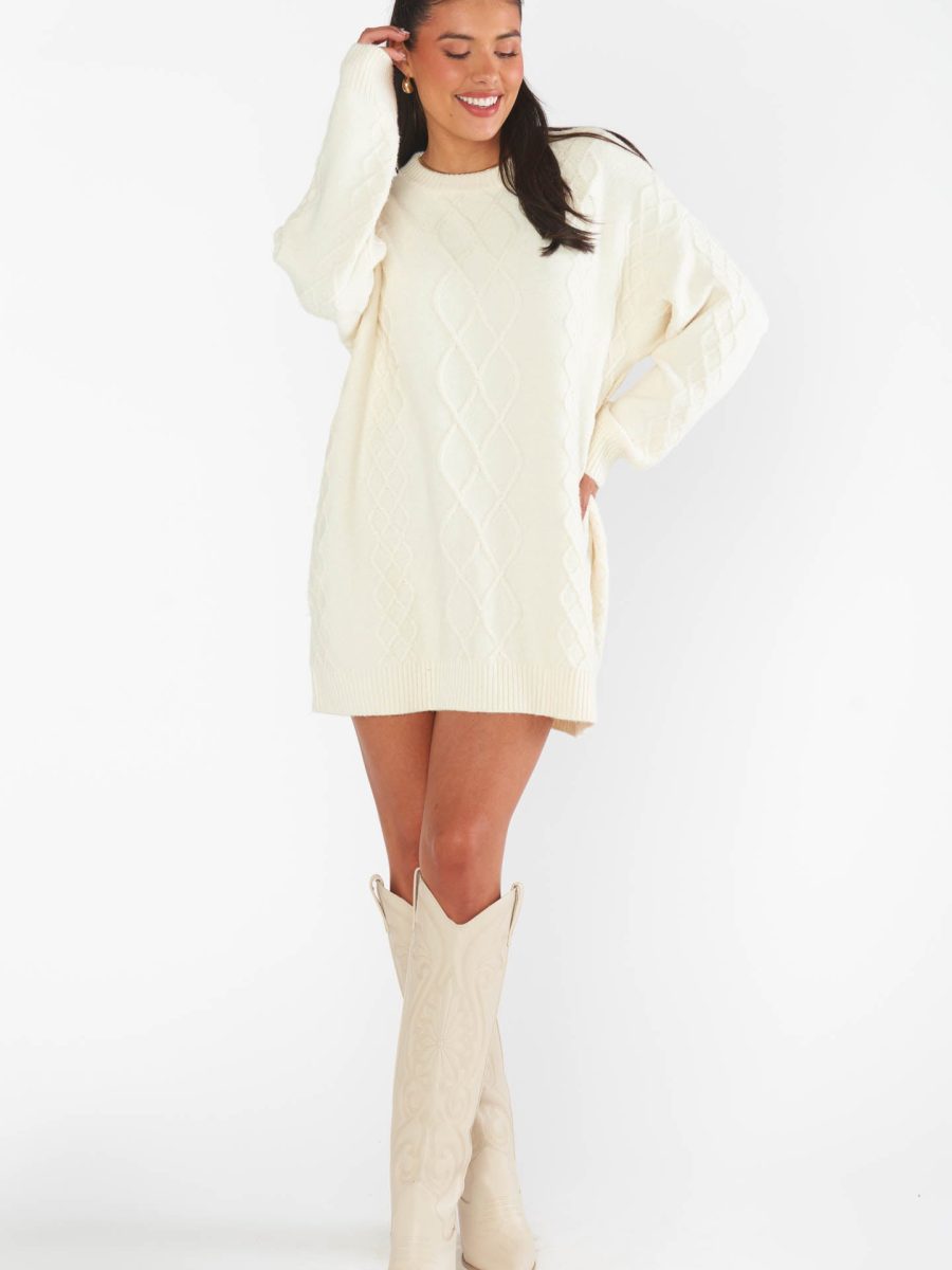Canyon Tunic Sweater ~ Cream Fuzzy Knit