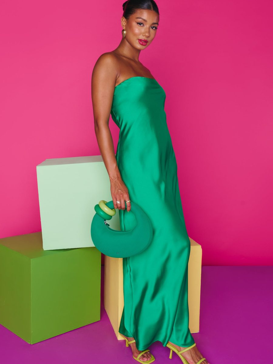 Taylor Tube Dress ~ Clover Green Luxe Satin