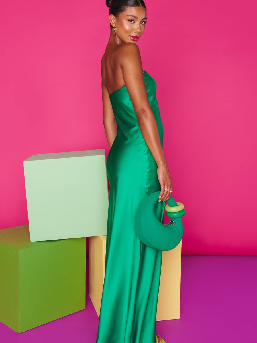 Taylor Tube Dress ~ Clover Green Luxe Satin