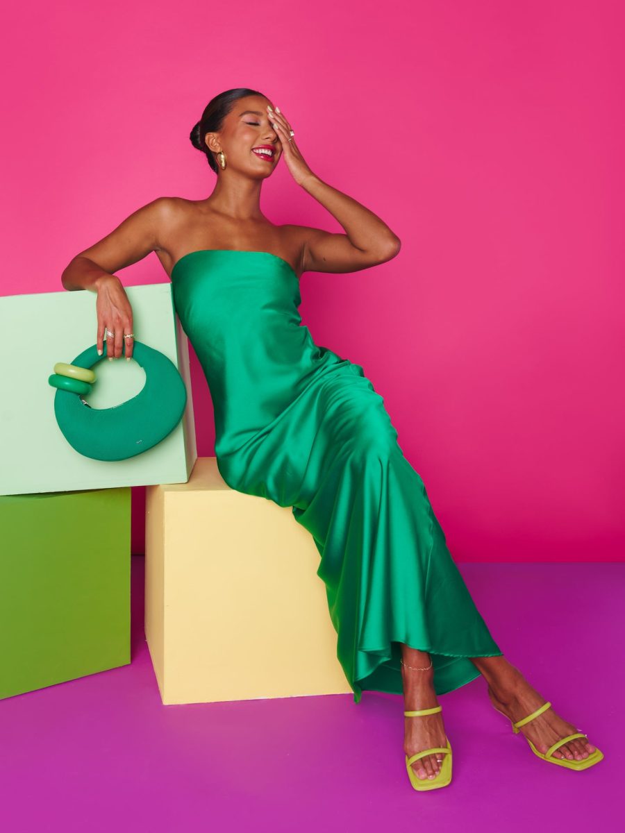 Taylor Tube Dress ~ Clover Green Luxe Satin
