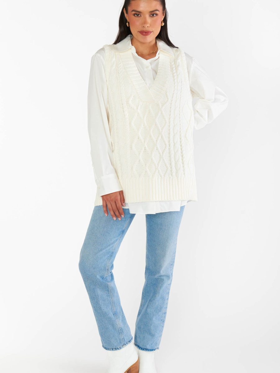Reid Sweater Vest ~ Cream Cable Knit