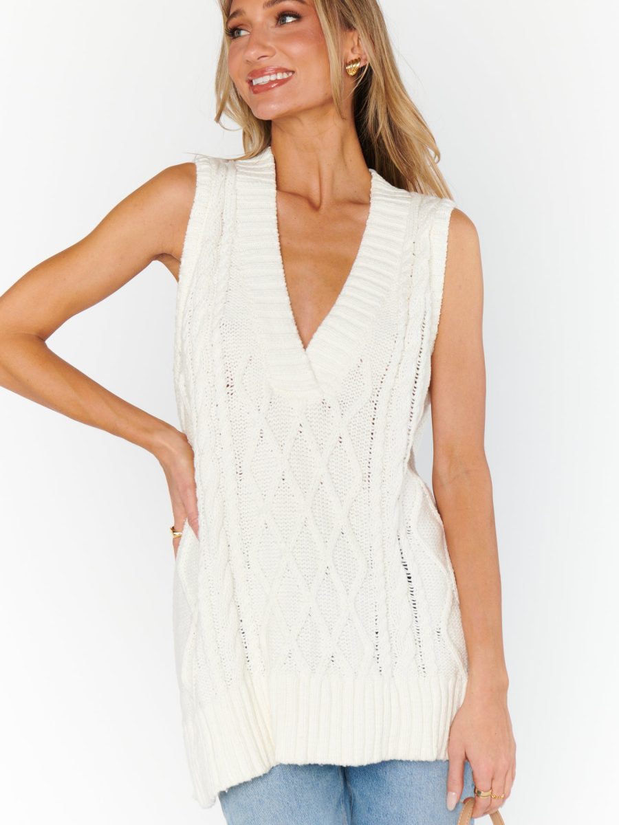 Reid Sweater Vest ~ Cream Cable Knit