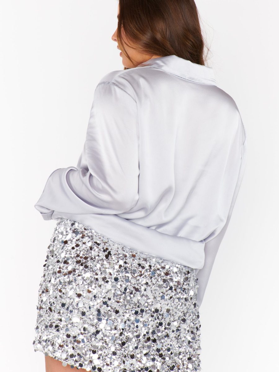 All Night Skort ~ Silver Metallic Sequins