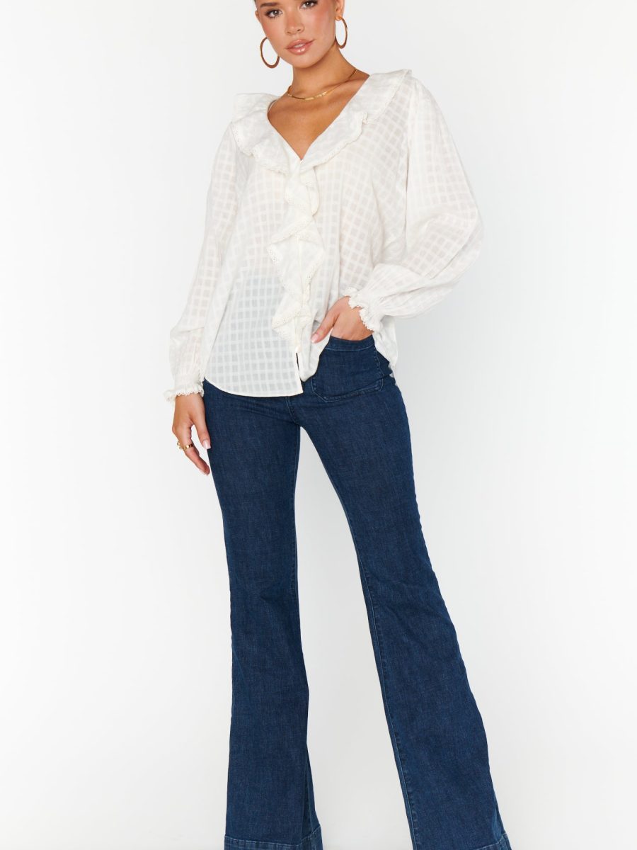 Lydia Ruffle Top ~ White Cotton Voile