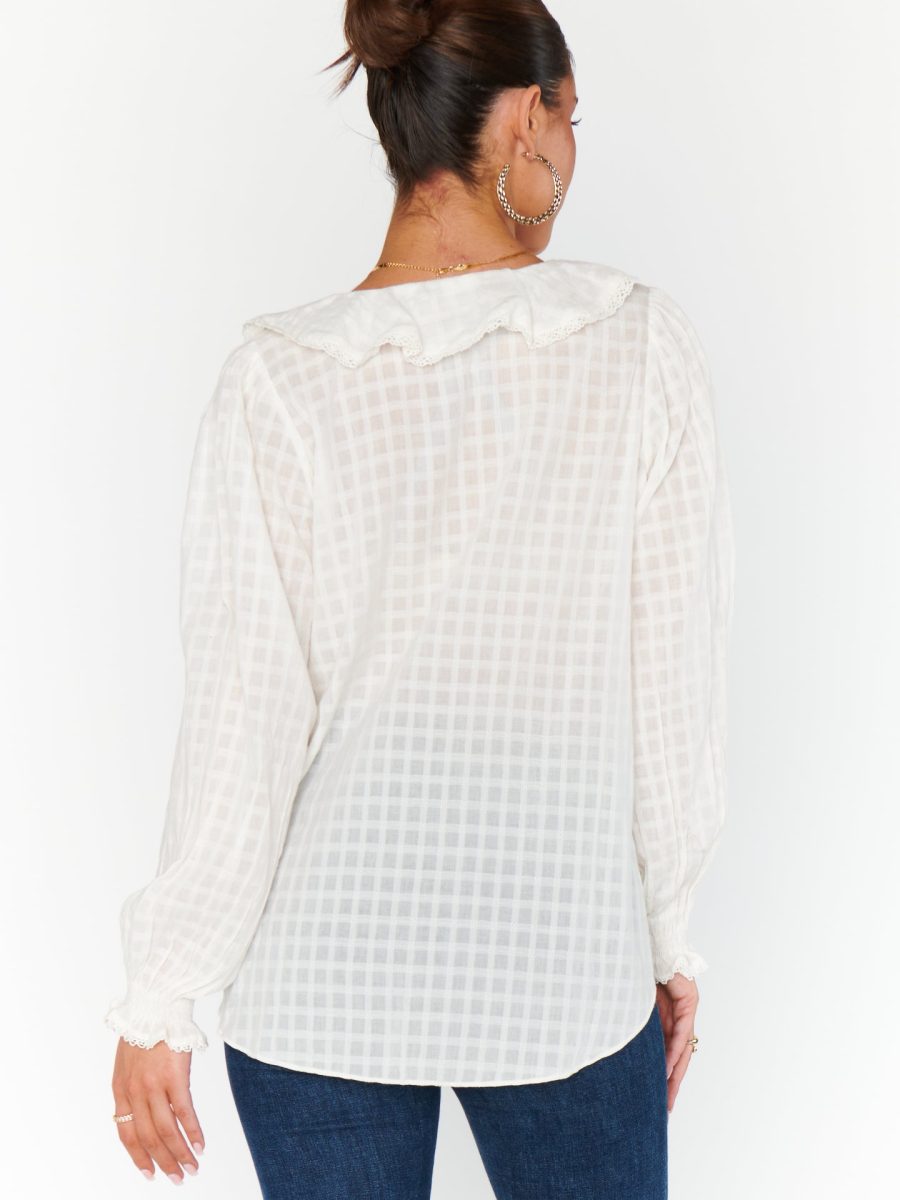 Lydia Ruffle Top ~ White Cotton Voile
