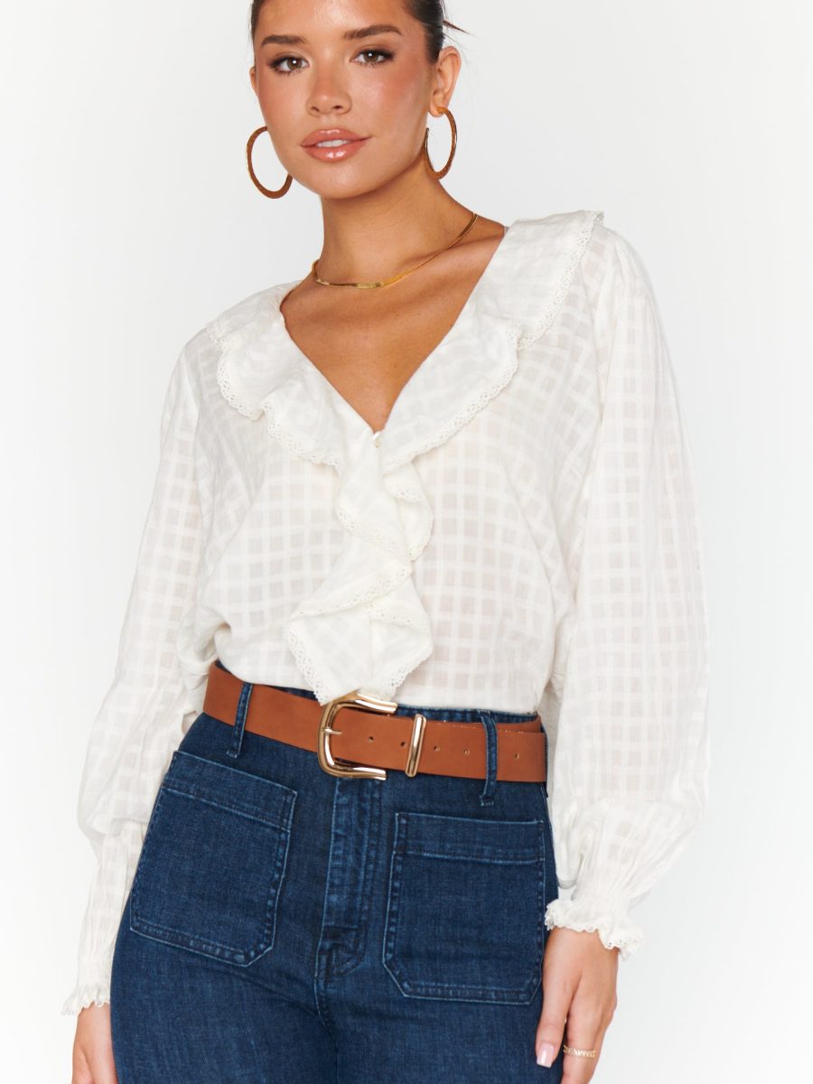 Lydia Ruffle Top ~ White Cotton Voile