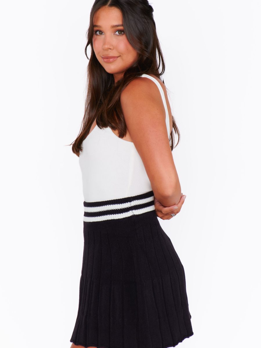 Prep Skirt ~ Black Varsity Stripe Knit