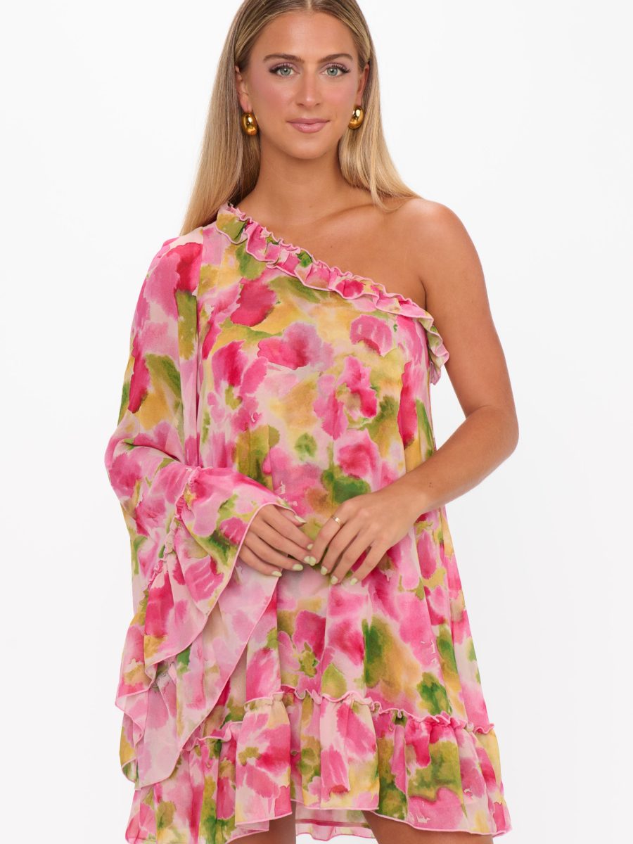 Wonder Mini Dress ~ Watercolor Floral Chiffon