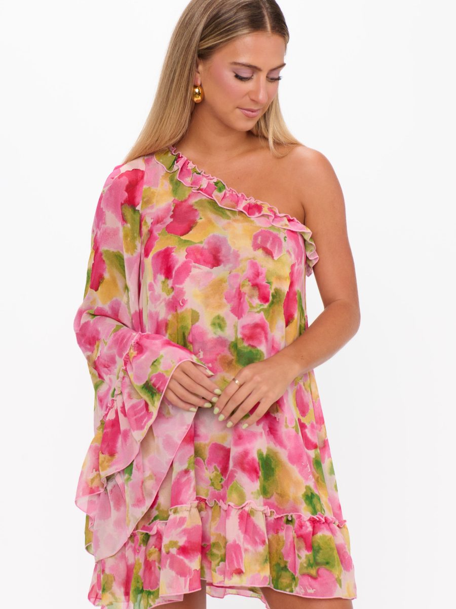 Wonder Mini Dress ~ Watercolor Floral Chiffon