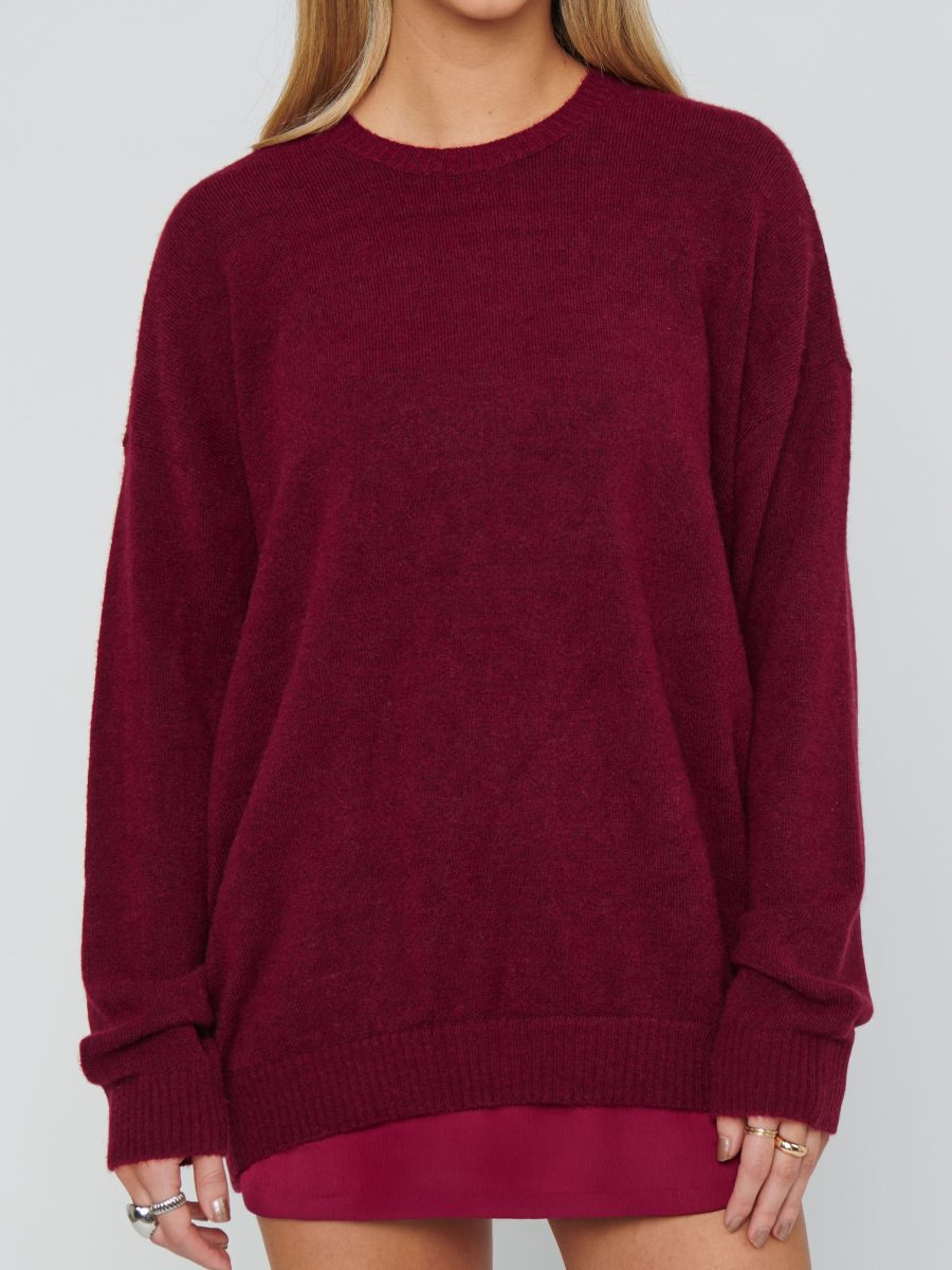 Feel Good Sweater ~ Maroon Knit