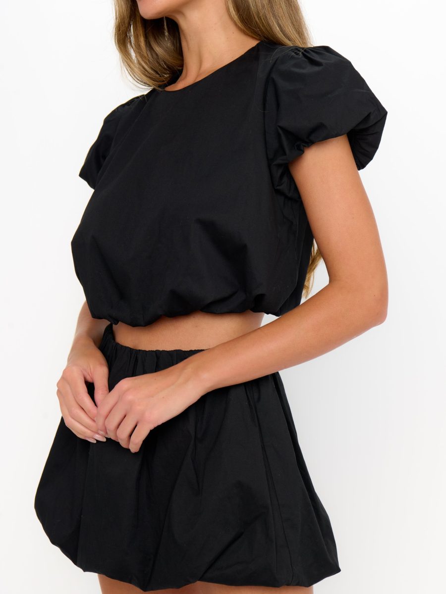 Highland Crop Top ~ Black Poplin
