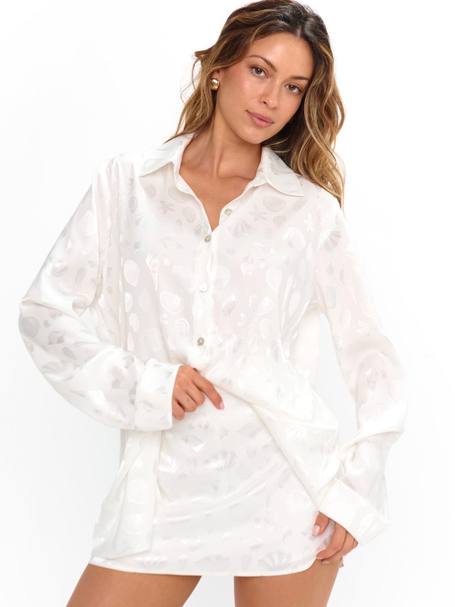 All Night Skort ~ White Shell Satin