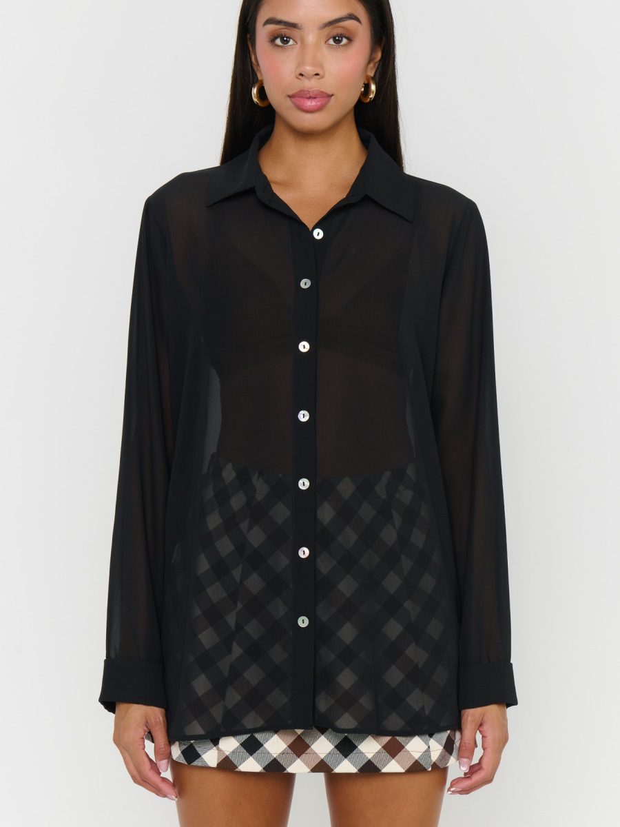 Smith Button Down ~ Black Chiffon