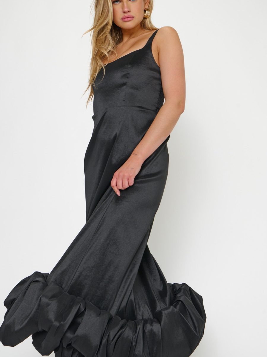 Rebecca Midi Dress ~ Black Taffeta