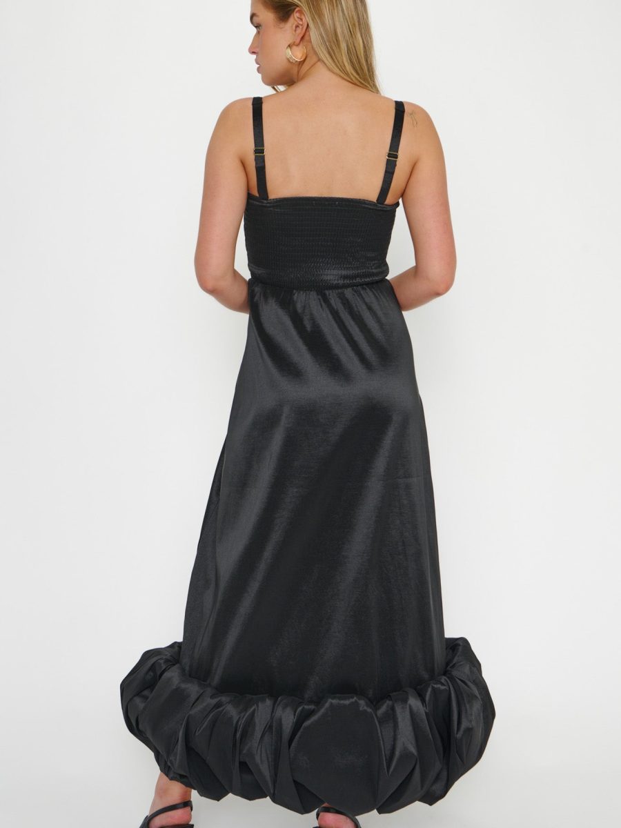 Rebecca Midi Dress ~ Black Taffeta