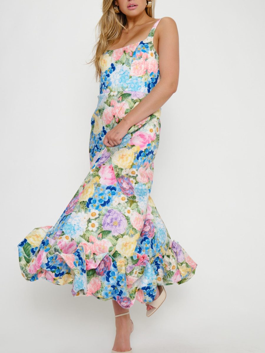 Rebecca Midi Dress ~ Flower Shop Taffeta