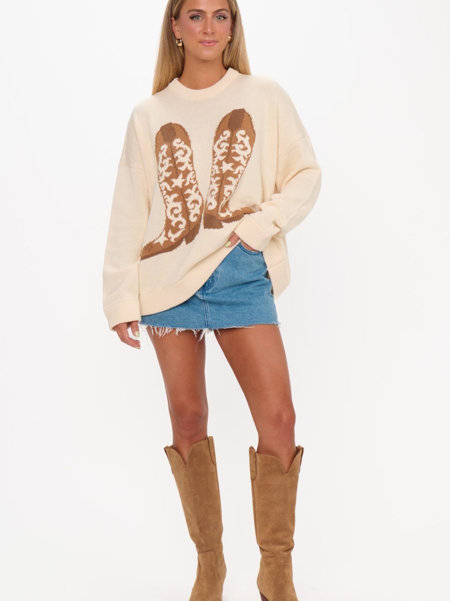 Stay Awhile Sweater ~ Cowboy Boot Knit