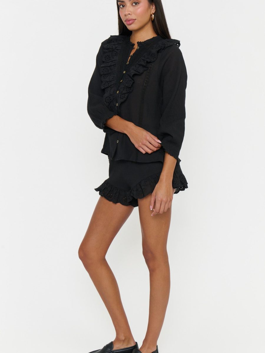 French Blouse ~ Black Eyelet