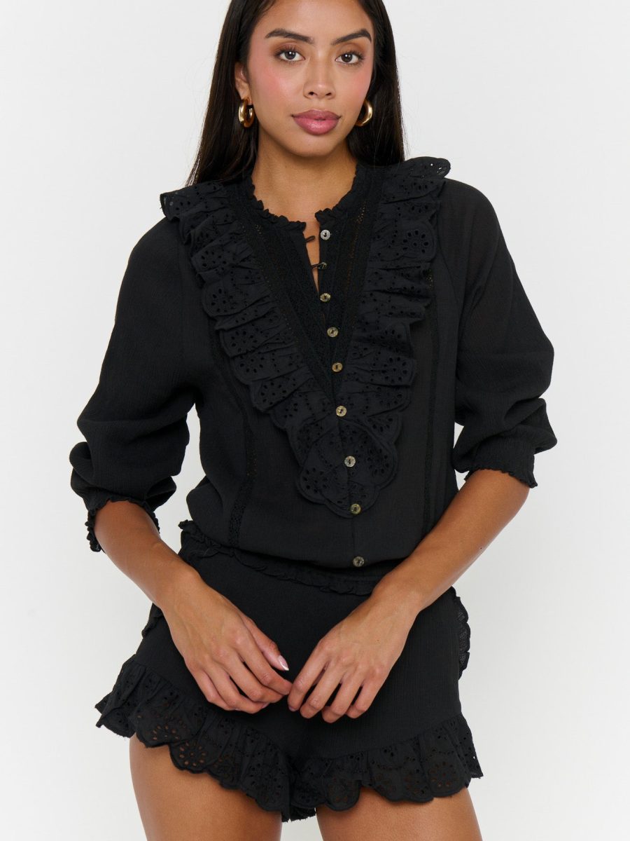 French Blouse ~ Black Eyelet