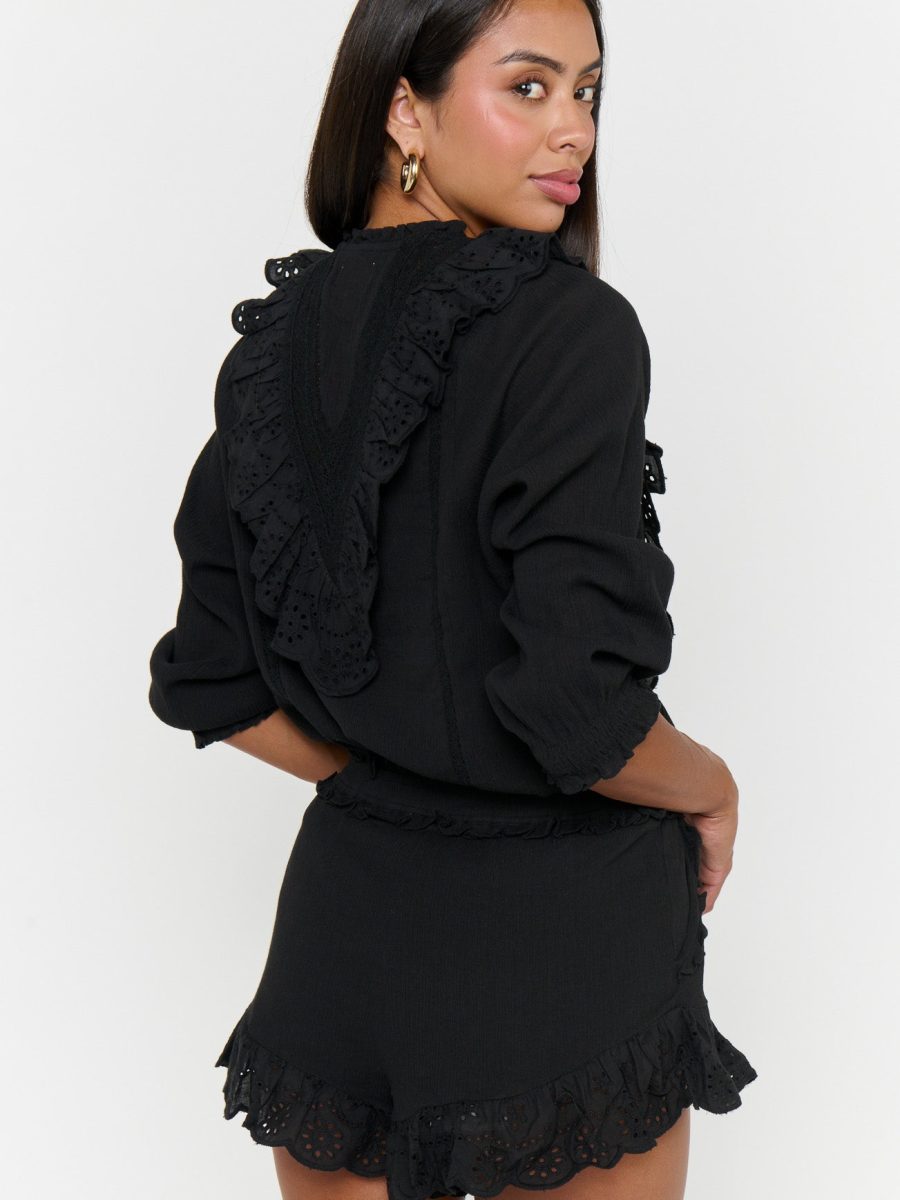 French Blouse ~ Black Eyelet
