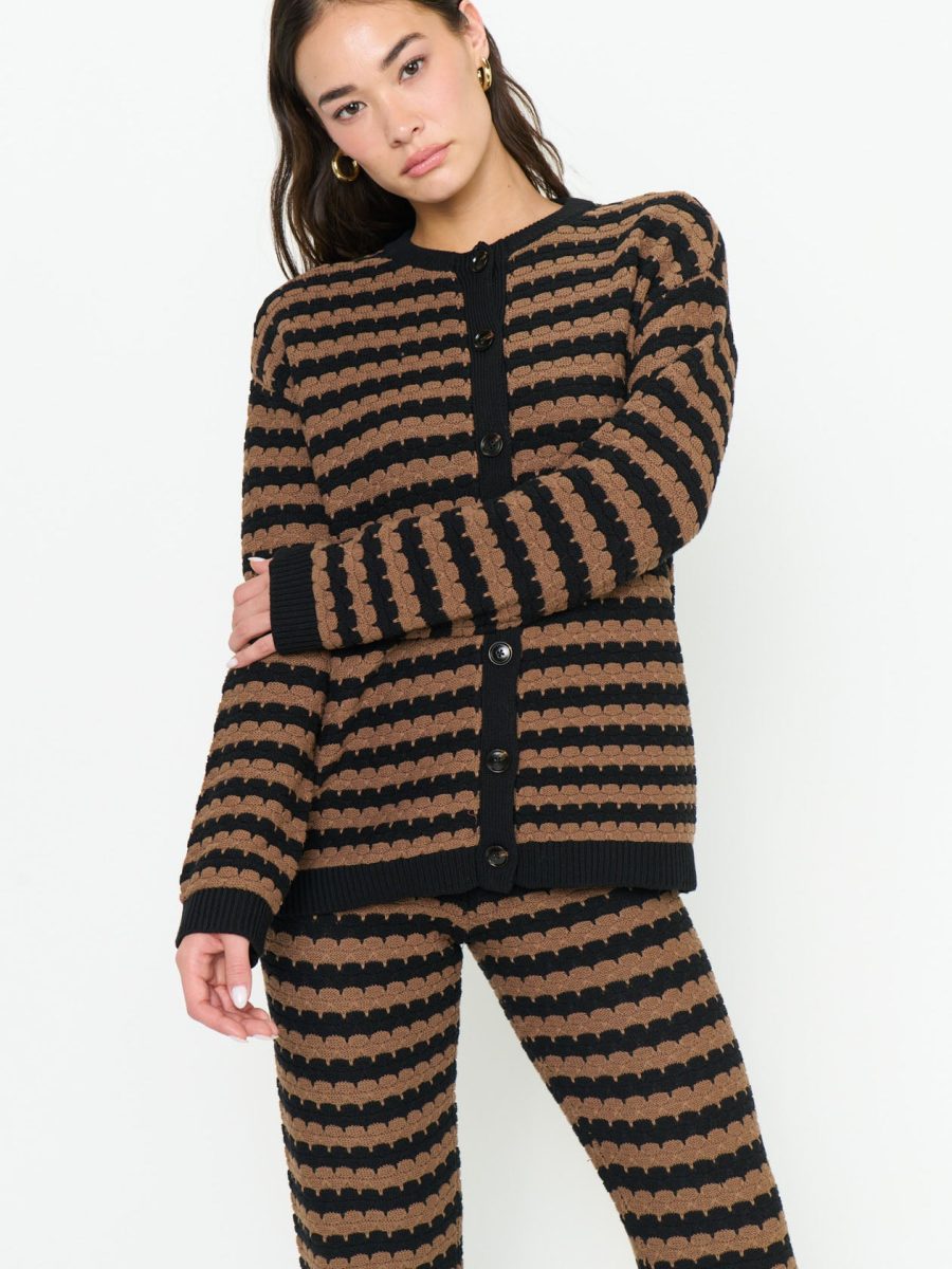 Inez Cardigan ~ Coffee Stripe Knit