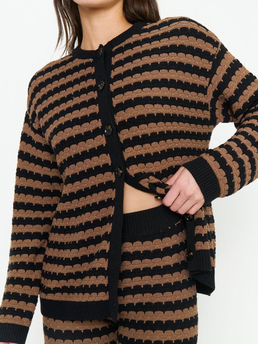 Inez Cardigan ~ Coffee Stripe Knit