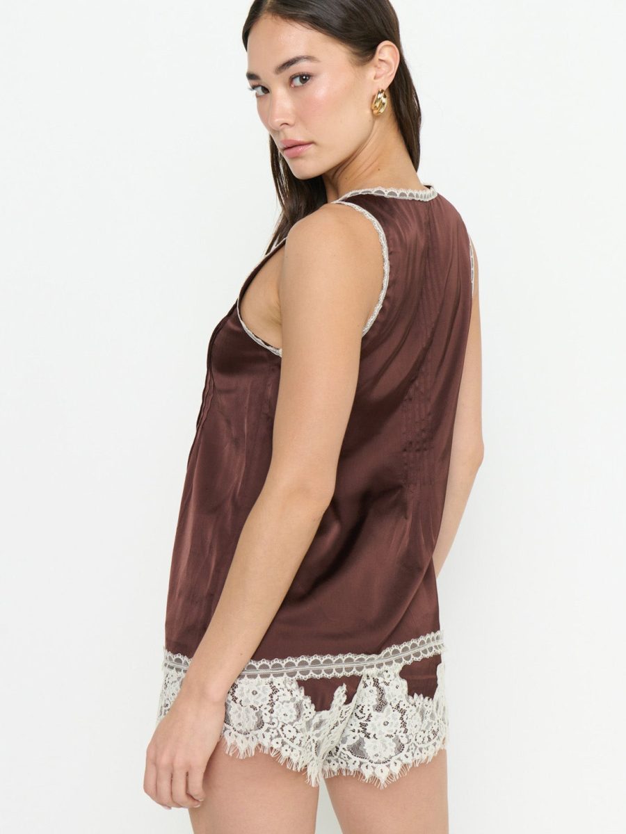 Sandra Shorts ~ Chocolate Satin with Lace Trim
