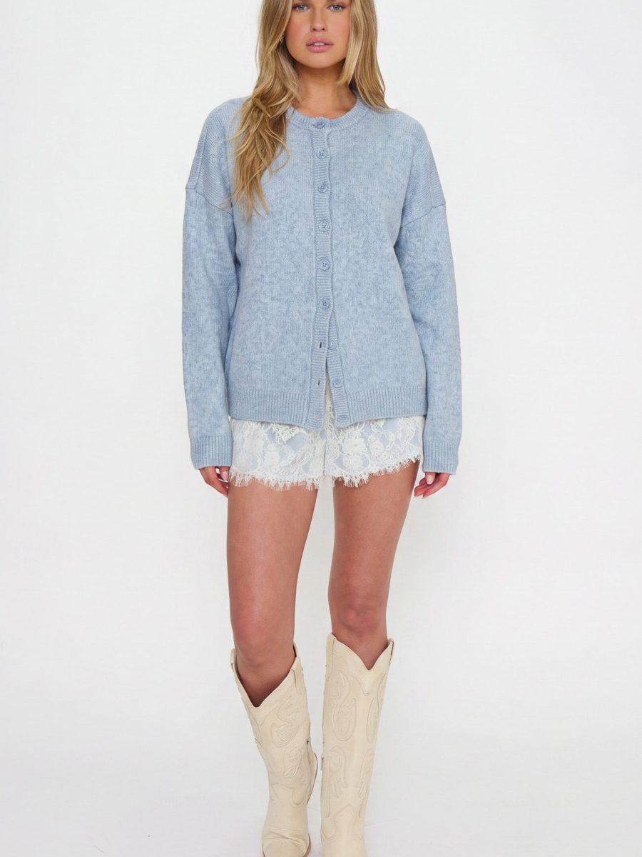 Sandra Shorts ~ Blue Satin with Lace Trim